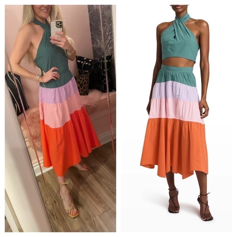 derek lam 10 Crosby / NWT katalina multi colorblock cotton tiered midi skirt 6